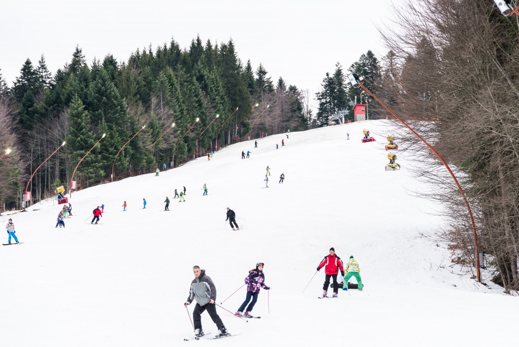 people ski boarding