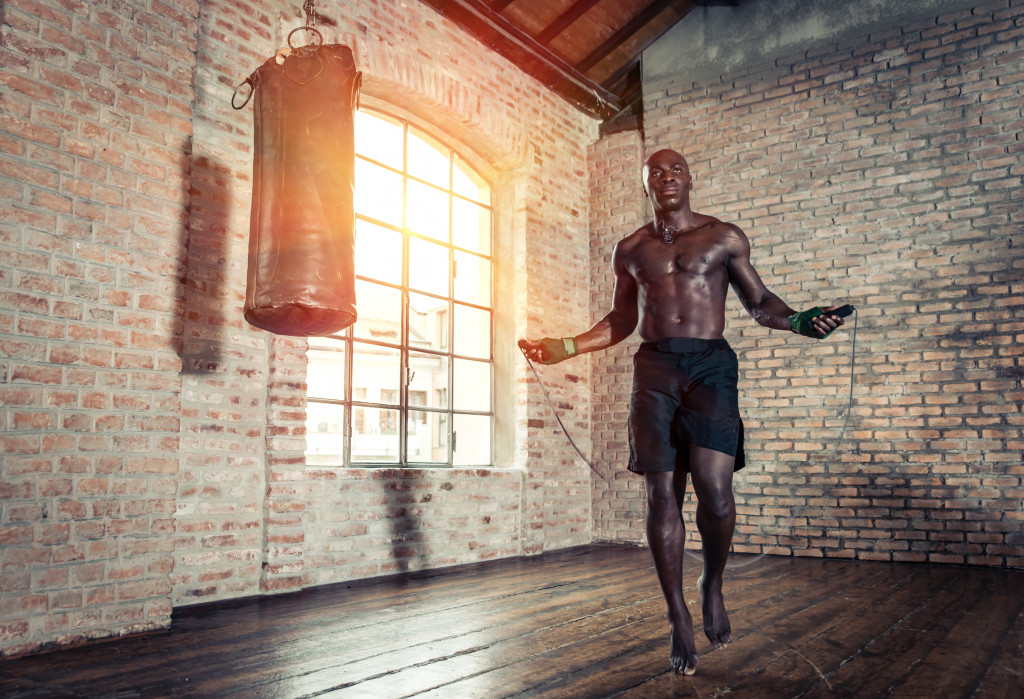 Man using a jump rope