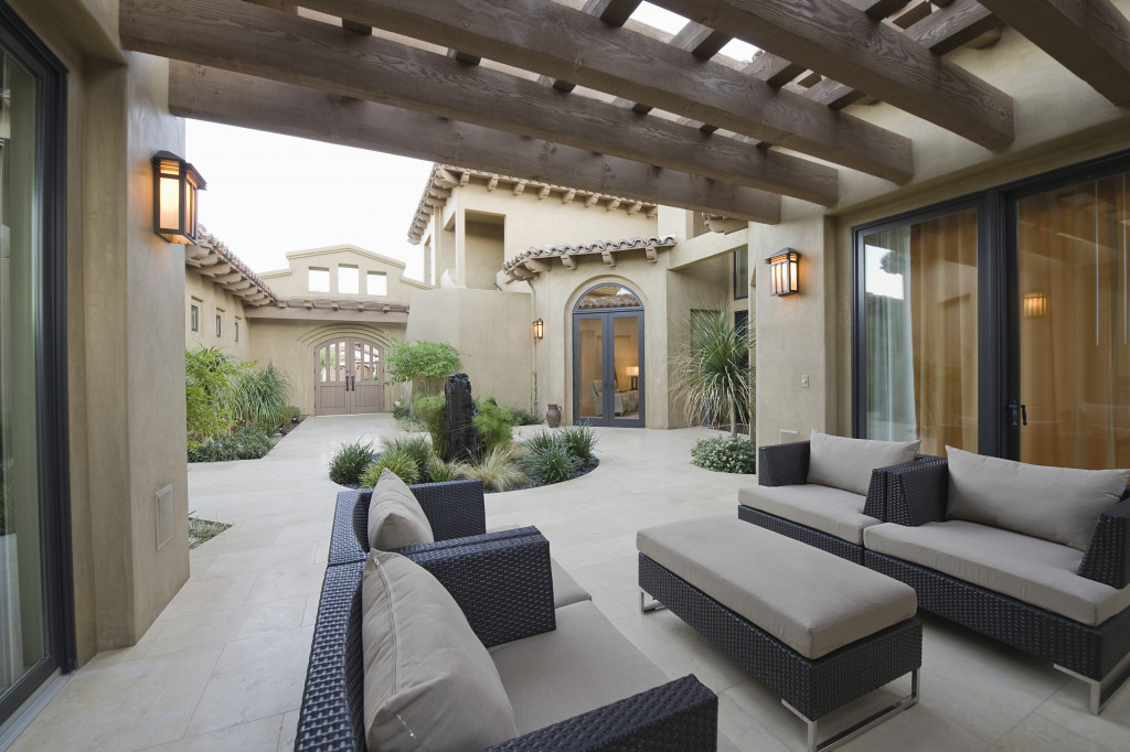 Outdoor room with modern furniture