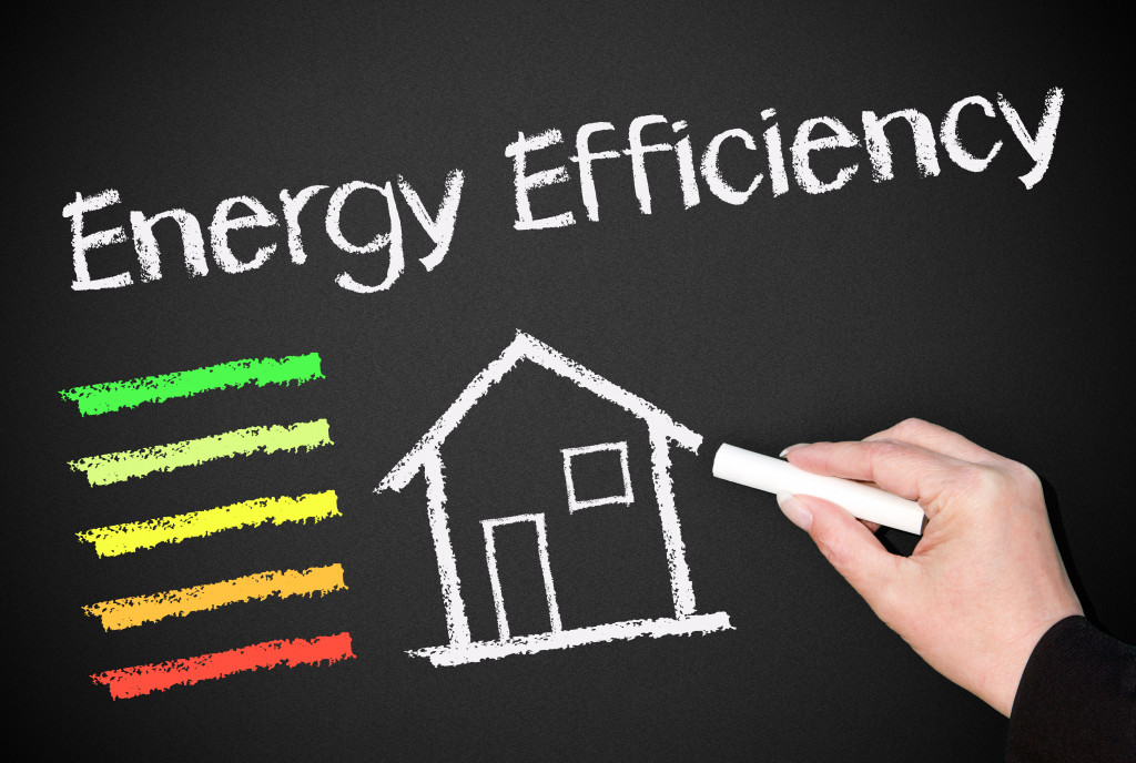 house and energy efficiency drawn on a chalkboard