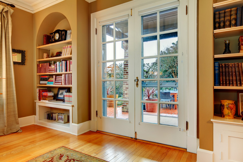 built in shelves in a house's walls